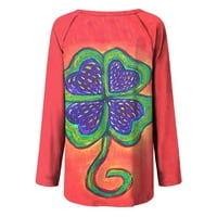 Bluek Women Fashion St. Patrick's Day Tiskani labavi vrhovi majice dugih rukava bluza