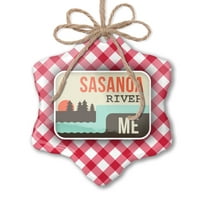 Božićni ukras rijeke SASSANOA-Maine u crvenom Čeku Neonblond