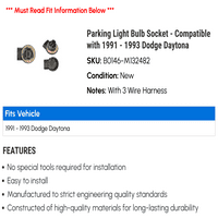 Utičnica za parking žarulja - Kompatibilna sa - Dodge Daytona 1992