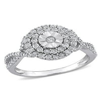 Carat T.W. Dijamantni 10KT bijelo zlato dvostruki halo zaručnički prsten