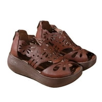 PU kožne sandale u rimskom stilu s prašnicima; ženske cipele na platformi s otvorenim prstima; dizajn patentnog