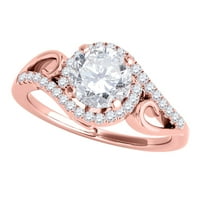 Mauli dragulji zaručnički prstenovi za žene karat halo dijamantni zaručnički prsten Prong 14K Čvrsto ružno zlato