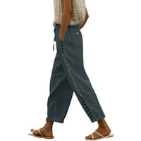 Ženske casual hlače visokog struka, Capri hlače s vezicama s džepovima, široke skraćene hlače za žene, hlače za