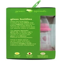Zelene klice-staklena čaša za piće sa slamkom ružičasta-unca