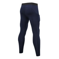 Muške sportske rastezljive tajice hlače prozračne brzosušeće, vlažne hlače za fitness u tamnoplavoj boji;