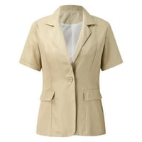 Kaputi za žene, ženske Ležerne jednobojne jakne s reverima s jednim gumbom i kratkim rukavima, opremljeno odijelo,