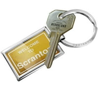 Privjesak za ključeve sa žutim prometnim znakom Dobrodošli u Scranton
