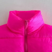 Woshilaocai Žene Zip Up Up Cripcoat Stalk ovratnik bez rukava bez rukava Shepped Lightweight prsluk Zimski kaput