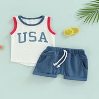 Dječak 4. srpnja Outfit Dojenčad bez rukava UAS FLAG SIME TENK TOP + Elastični struk kratke hlače ljetne odjeće