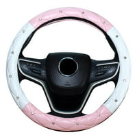 Koža + kristalni poklopac upravljača kotača Bling Rhinestones Crystal Car Handcraft Volans Wheel Pokrivača X8M9