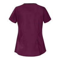 Majice za žene, Ženske majice s izrezom u obliku slova U i džepovima za zdravstvene radnike, vrhovi u ljubičastoj