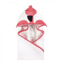 Pamučni ručnik s kapuljačom za novorođene djevojčice, Moderni Flamingo, Jedna veličina