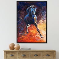 Designart 'Portret galoping plavog konja' Farmhouse uokvirenu platnu zidne umjetničke tisak