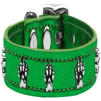 Ogrlica za pse od kože s metalnim šapama smaragdno zelena Veličina 96