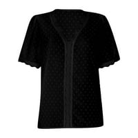 Yubatuo ženske vrhove Žene modna čipkasta kratka rukava casual majica s V-izrezom.