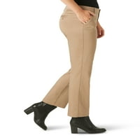 Ženske tkane ravne hlače s udobnim strukom